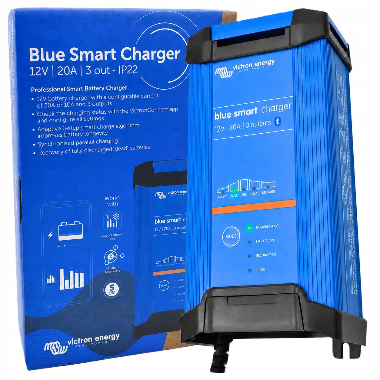 Ładowarka Prostownik do akumulatorów Victron Blue Smart IP22 12V 20A 3 wyj.