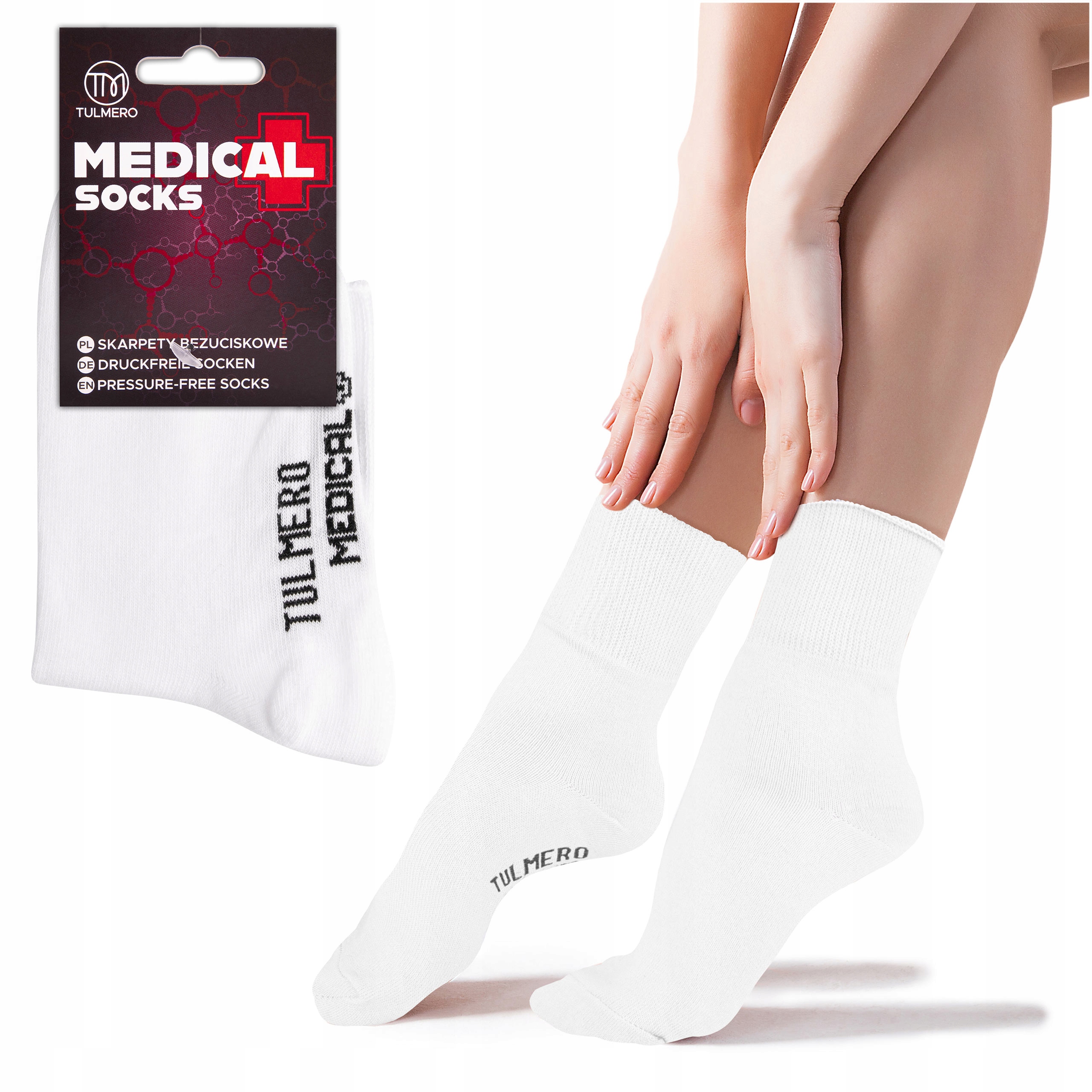 4x Ponožky Medical Beztlakové Barva Bílá Premium 41-43