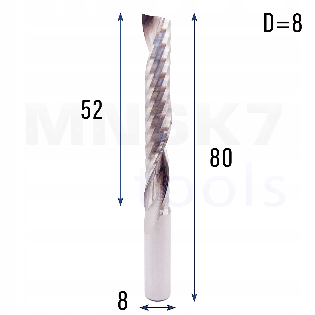 Frez uniwersalny jednopiórowy 1P fi 8 x 52 x 80 Vhm Cnc