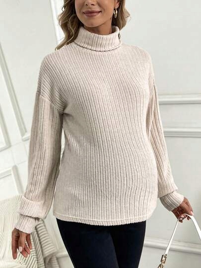 SHEIN SWETER BEŻOWY Z DŁUGIM RĘKAWEM GOLF 36 ŁML