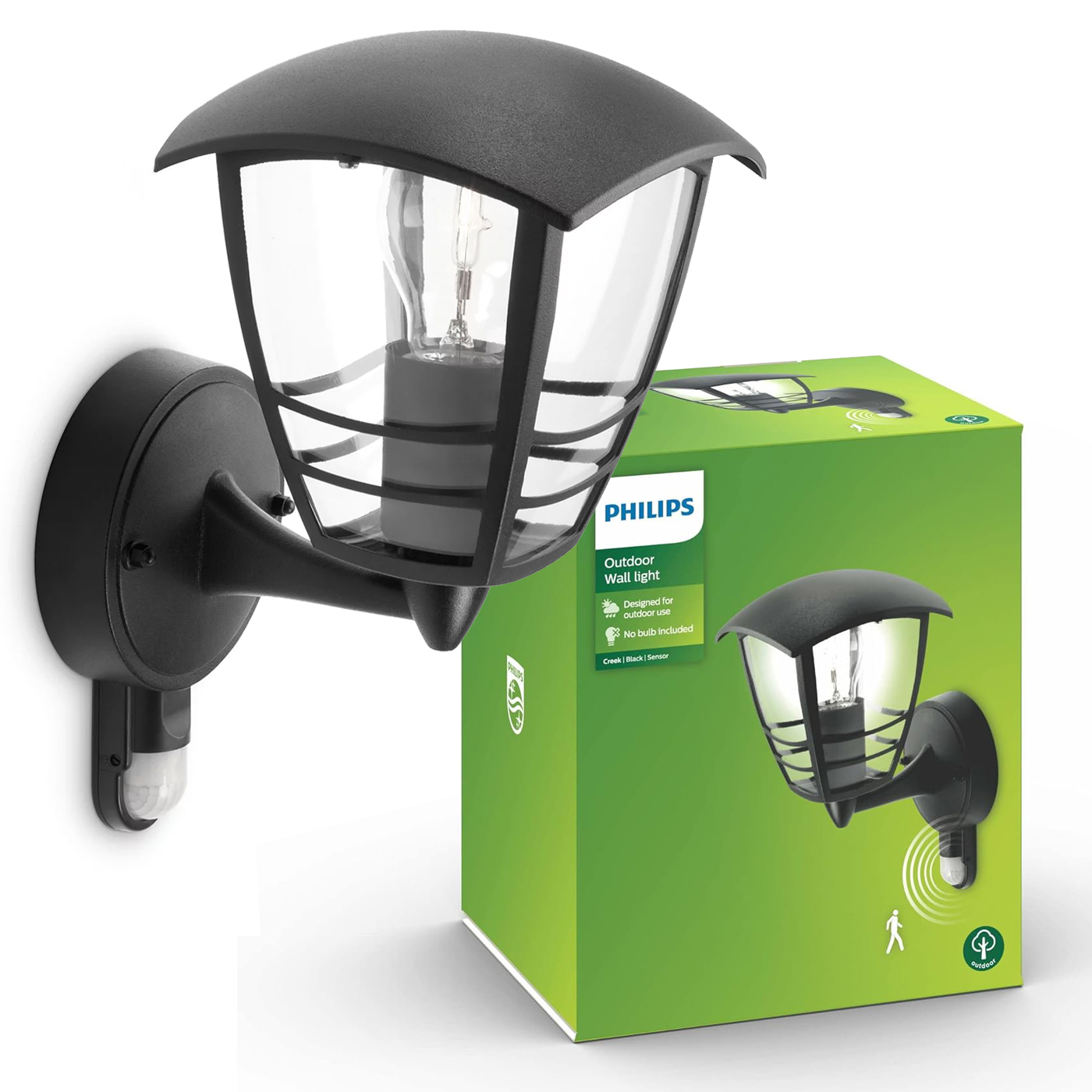 Philips Lampa ogrodowa Led Kinkiet elewacyjny z czujnikiem Creek E27 czarna