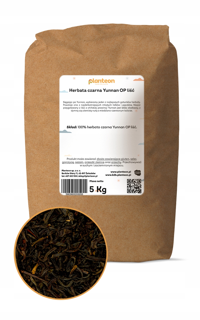 Herbata czarna Yunnan Op liść 5kg naturalna bez chemii