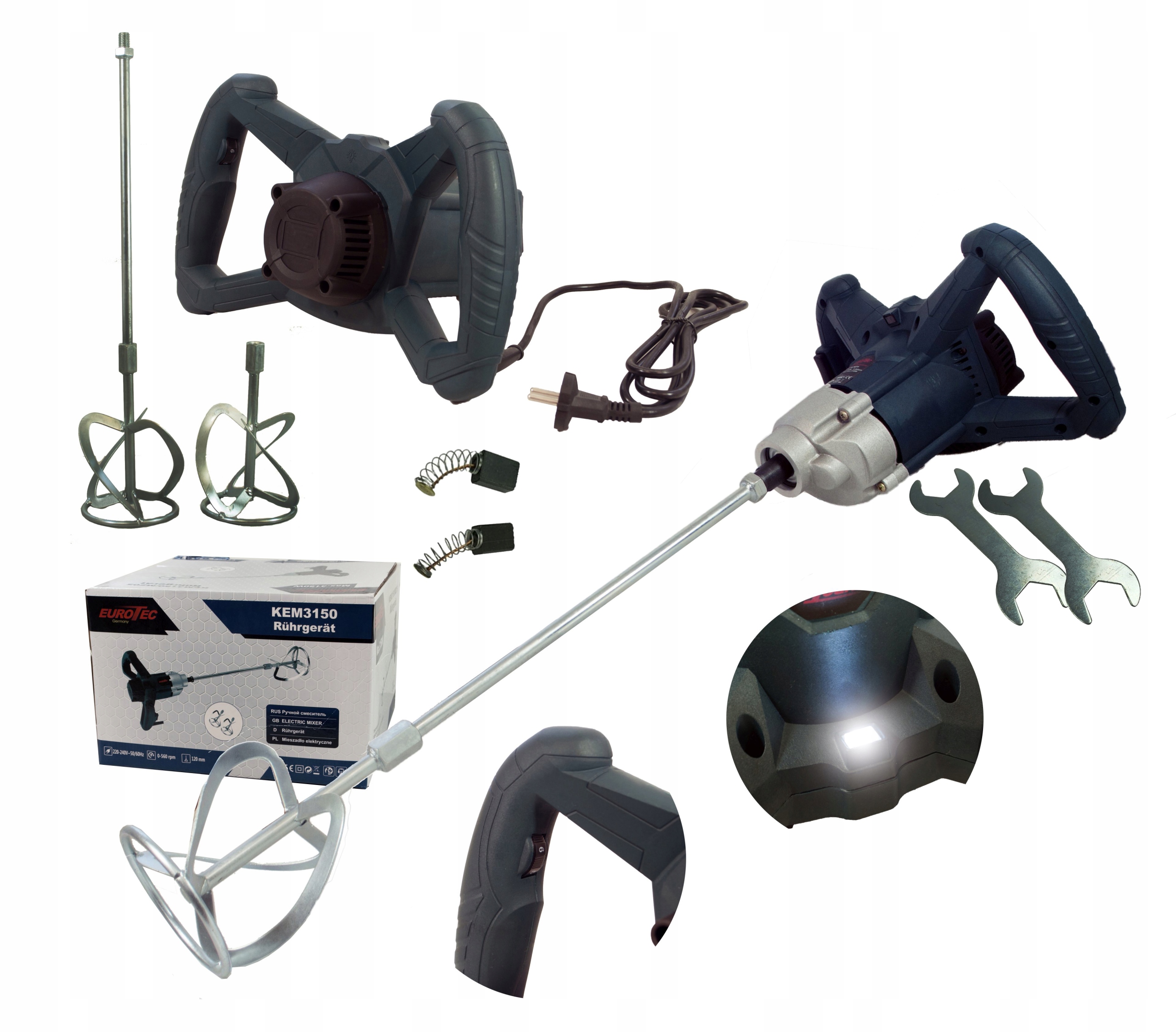 MIESZADŁO DO ZAPRAW KLEJU 2x MIESZALNIK PODŚWIETLENIE LED