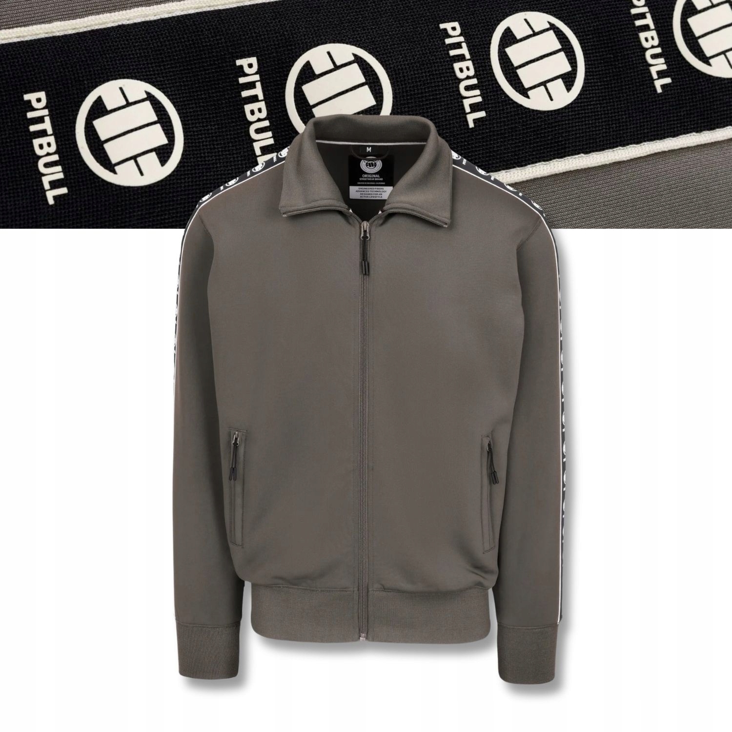 Pánská Rozepínací mikina Pitbull Oldschool Powers lampasy hladká matná S