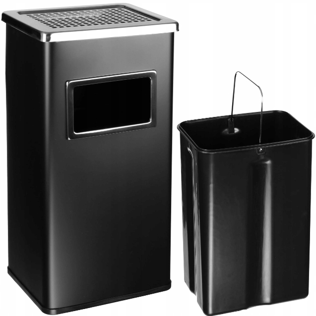 Popielnica Zewnętrzna Stojąca Kosz Śmietnik Metalowy Ogrodowy 30 L 2W1