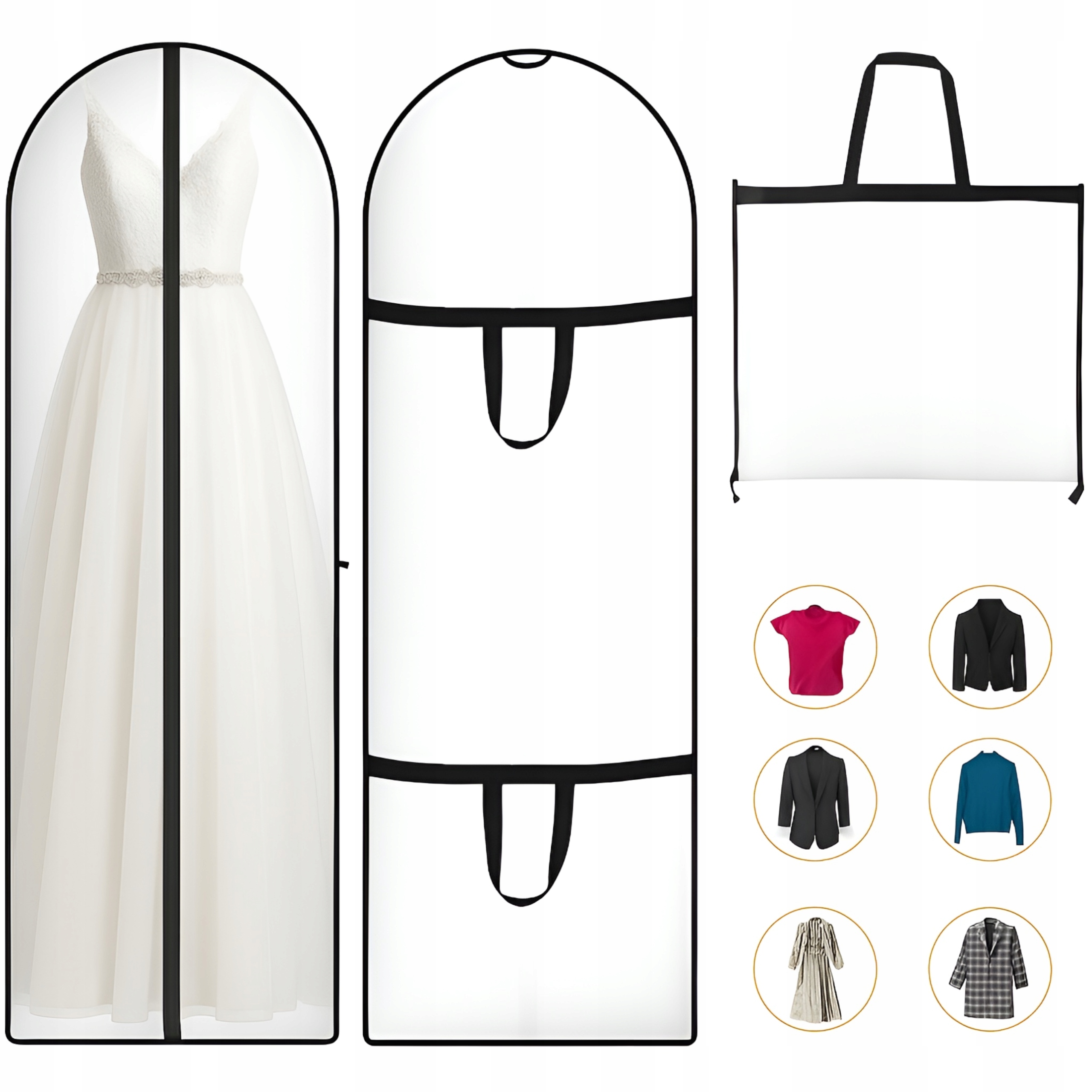 POKROWIEC NA SUKNIE ŚLUBNĄ, UBRANIA, KOSZULE SOLIDNY i DŁUGI, WESELE 180x60