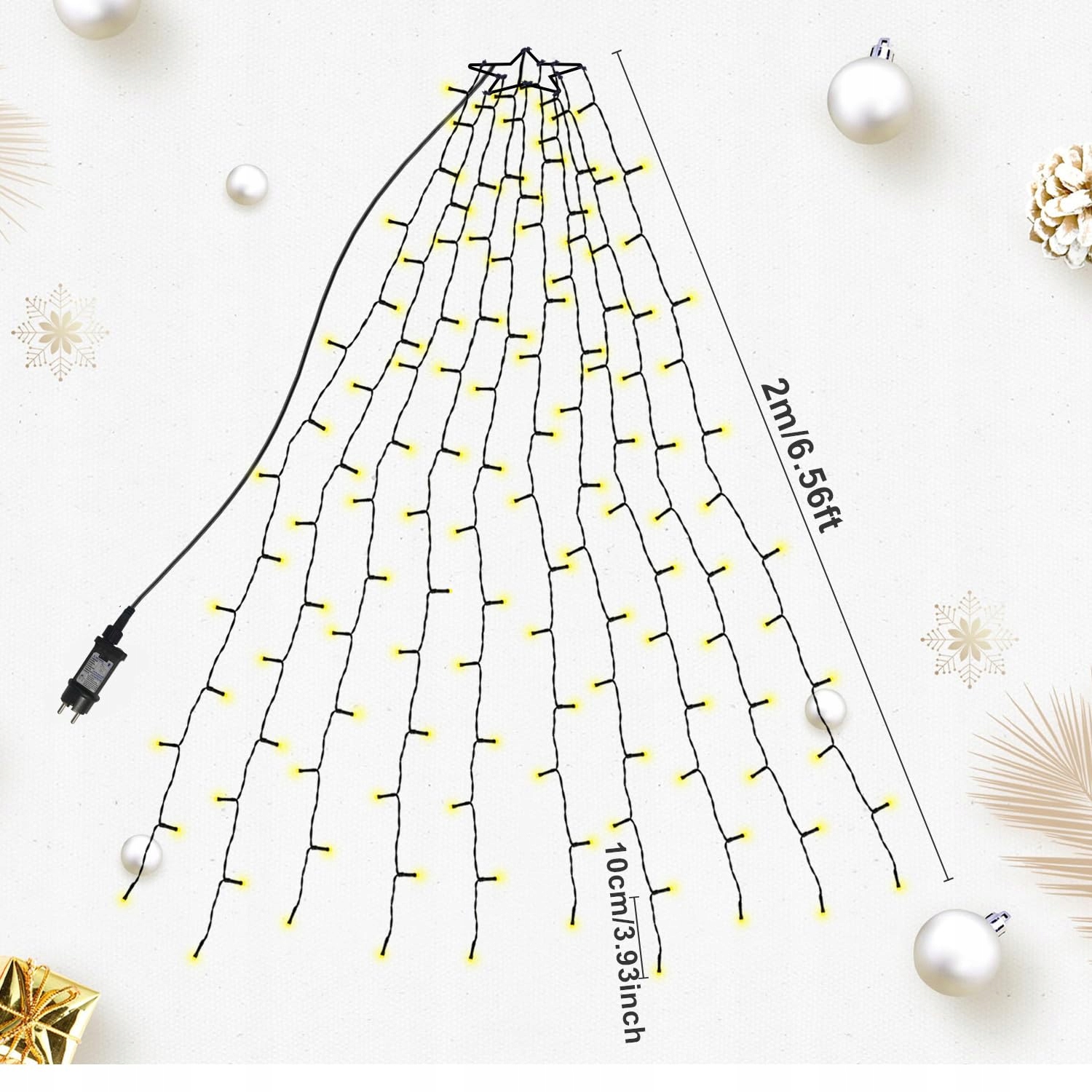 NLNEY LAMPKI CHOINKOWE ŚWIATEŁKIA ŚWIĄTECZNE GRILANDA 8 TRYBÓW 2M 400 LED — miniatura 7