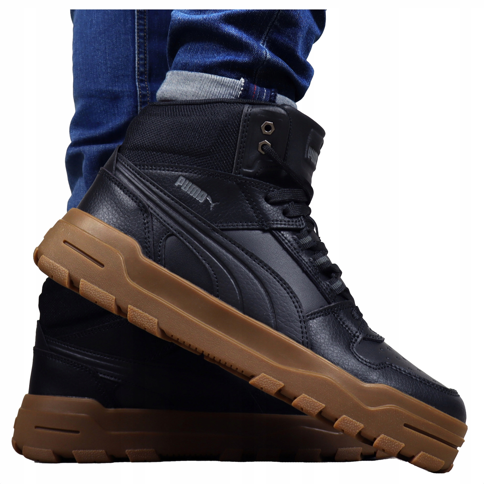 Puma Kožené pánské boty trapery černé jarní zimní kožené na jaro