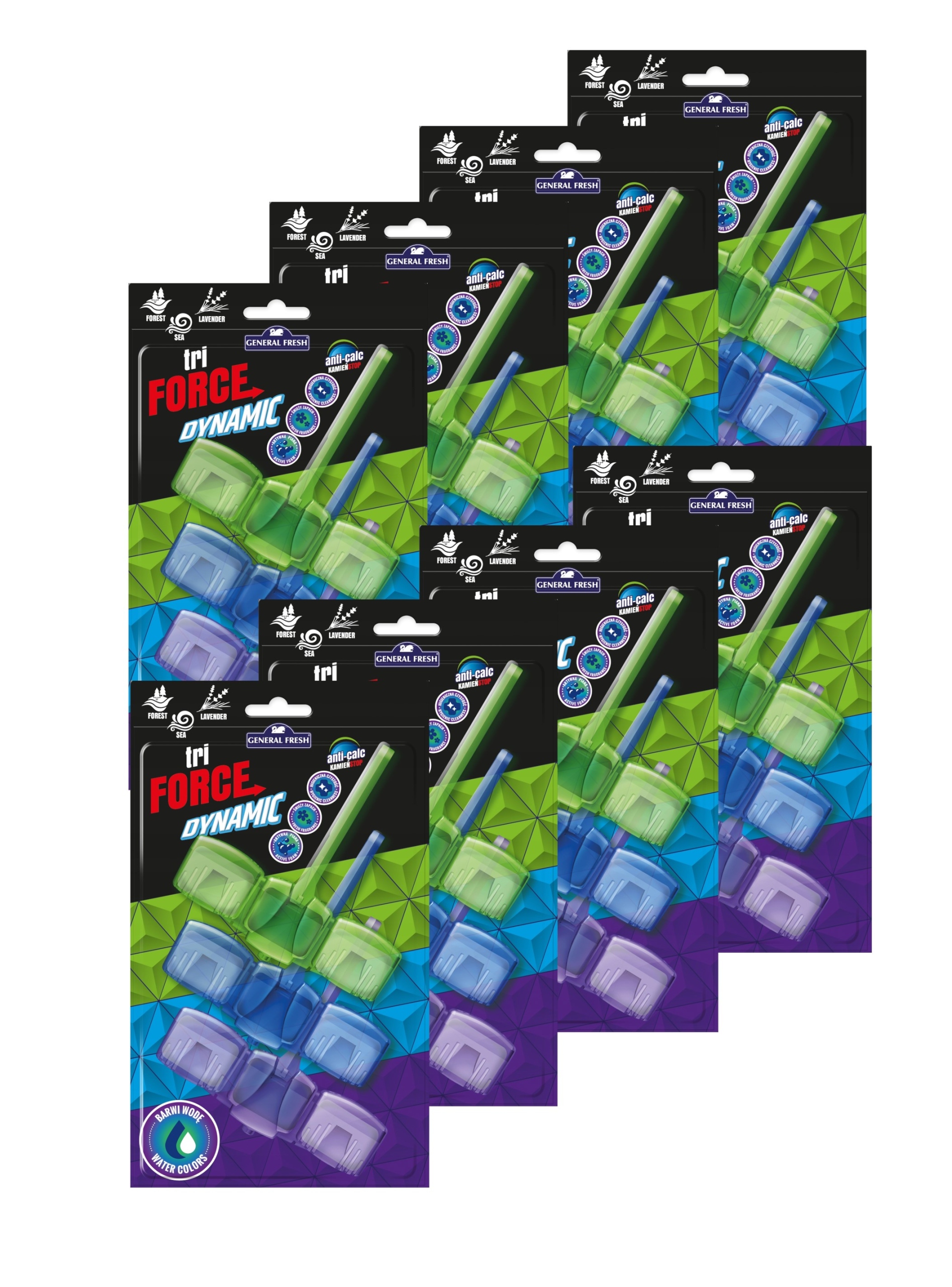 Levně Wc kostka barvící vodu tri Force Dynamic MIX 3x45g x 8 Set