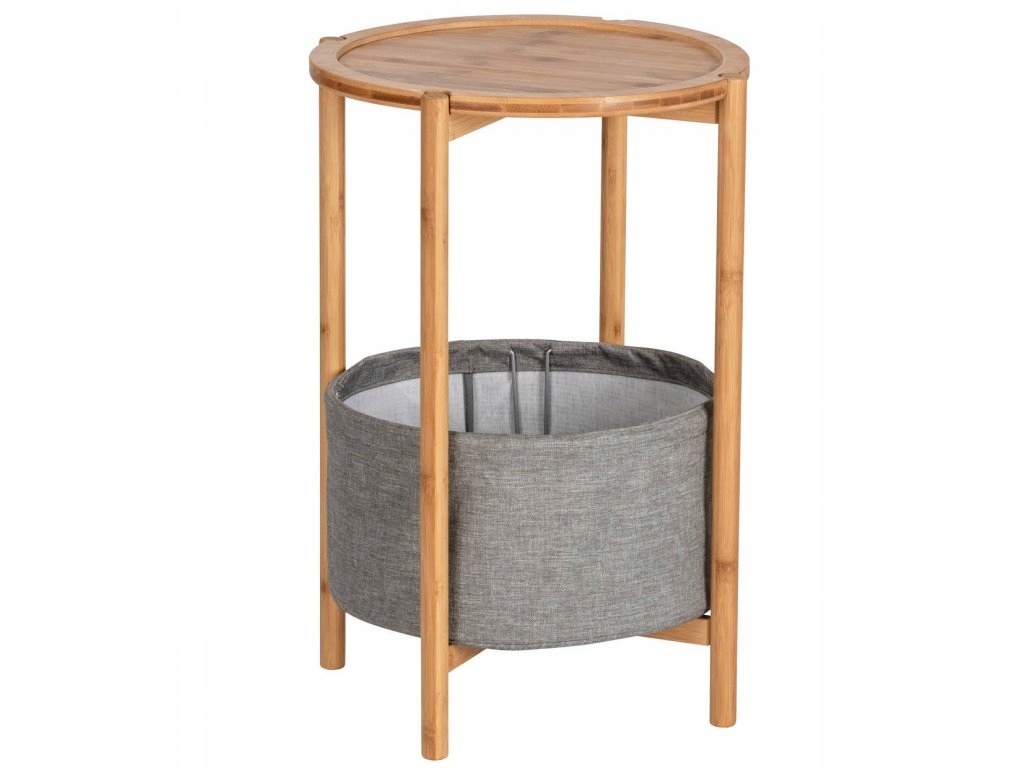 Odkládací stolek Bahari, bambus, s látkovým košem na skladování, Wenko