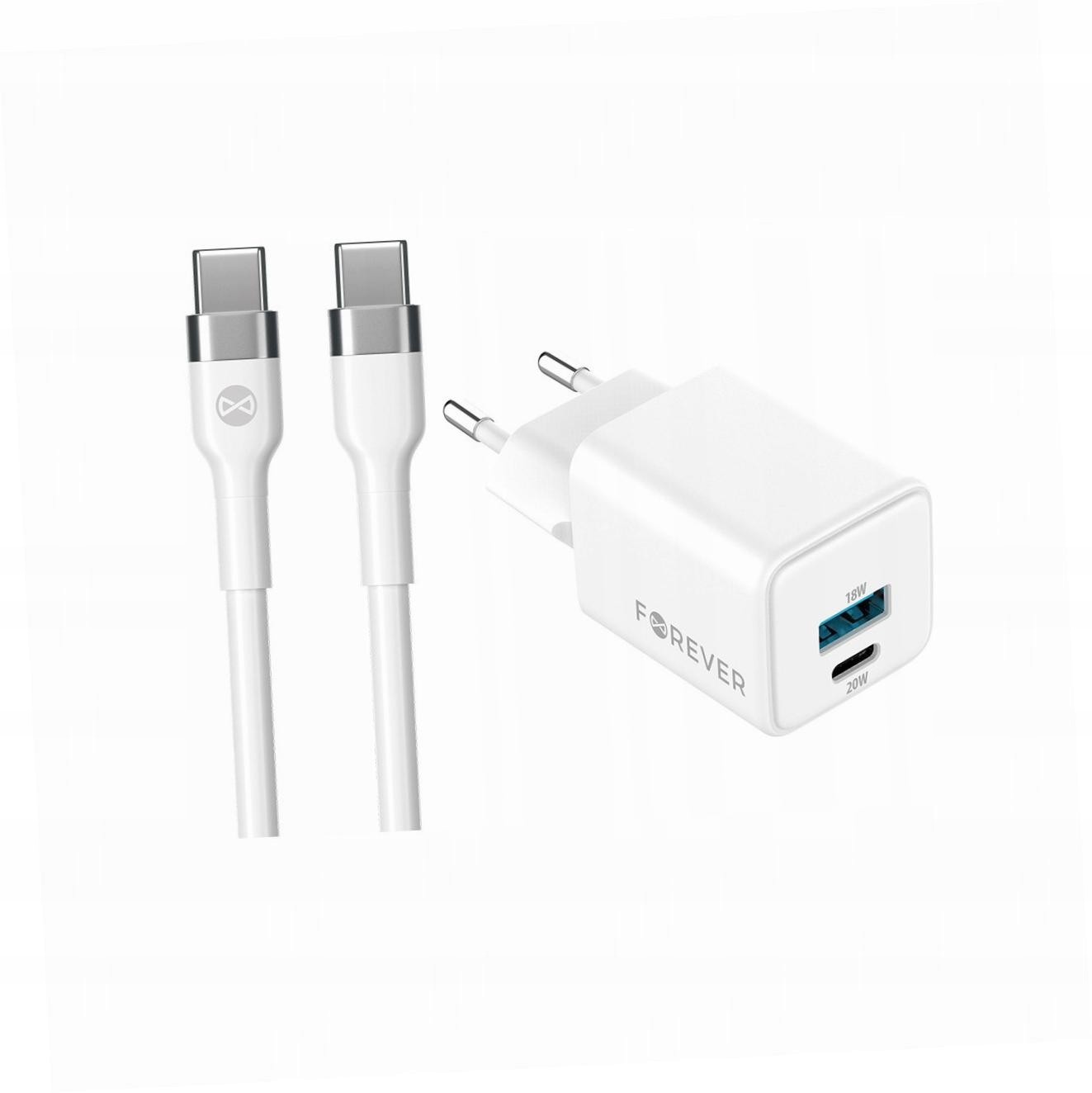 Szybka ładowarka GaN 20W 2 wejścia Usb i Usb-c z kablem do Motorola G51 5G
