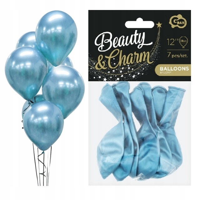 

Balony na Urodziny platynowe niebieskie 30cm 7szt