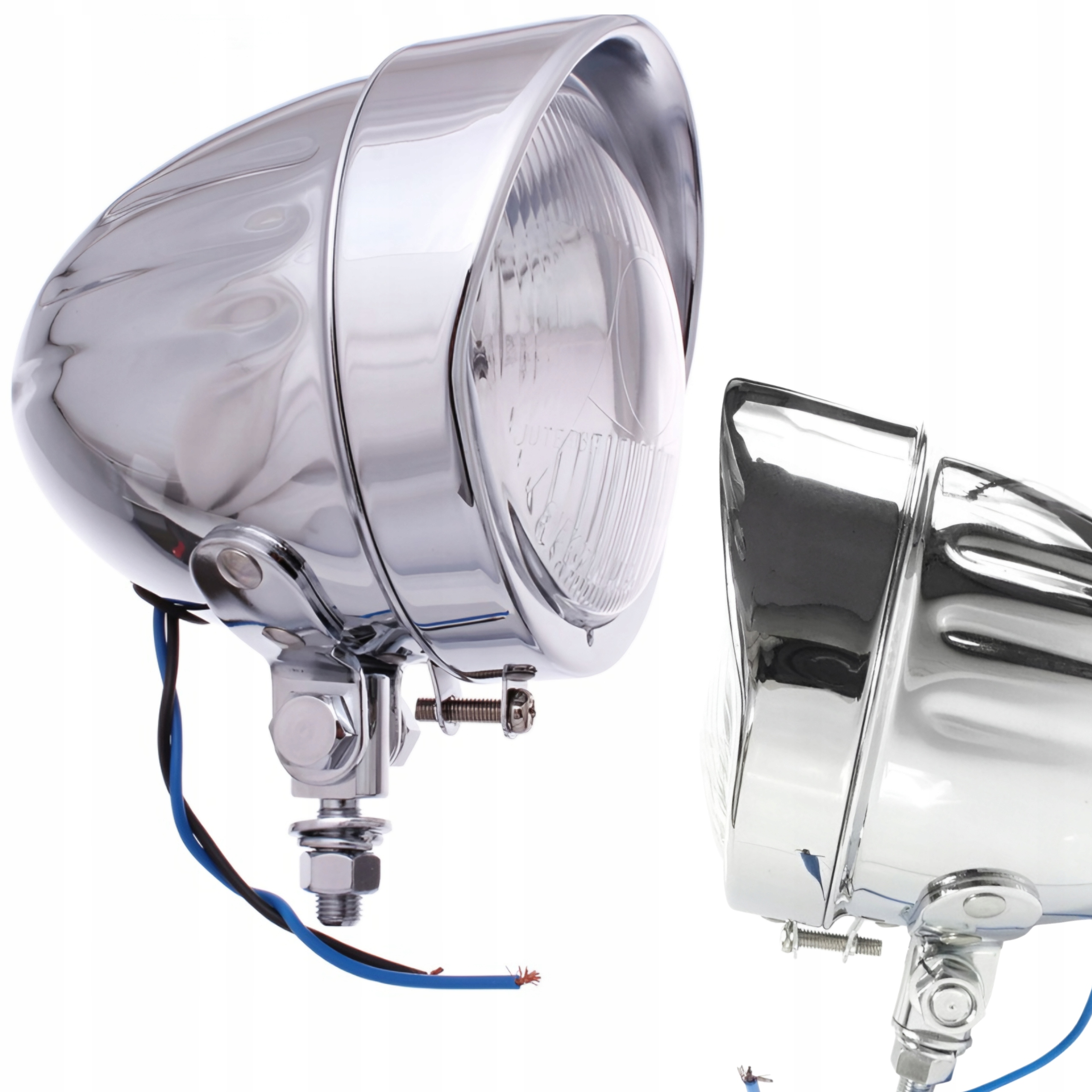 Motocyklová Lampa S Strieškou Reflektor 12V H3 Strieborná Homologácia E13