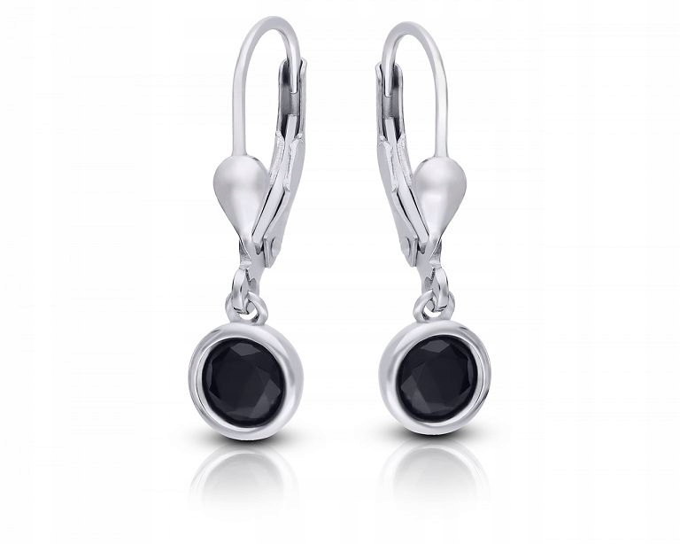 

Kolczyki srebrne wiszące z czarną cyrkonią 925