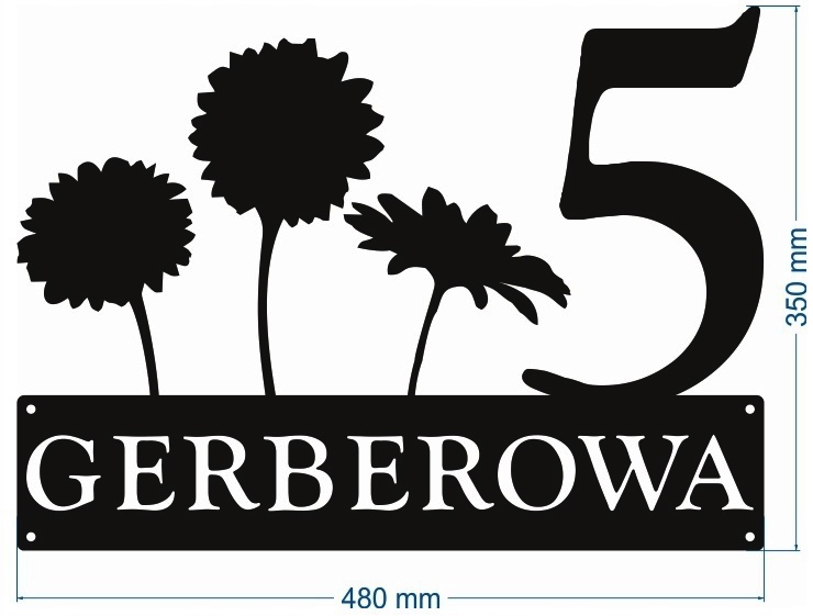 Číslo Na Dom 60 cm Tabuľa Adresa Oceľ 2 mm Grafika 62