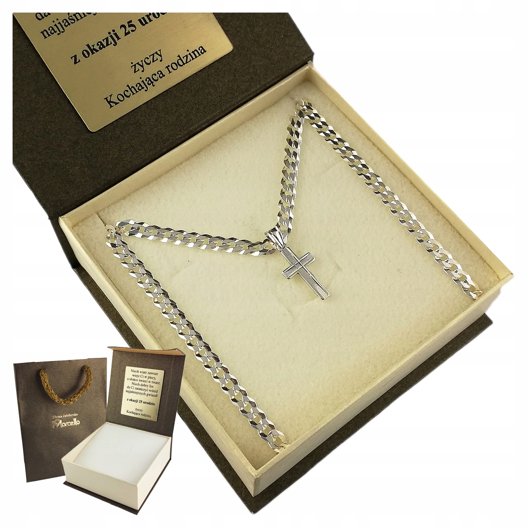 

Łańcuszek Srebrny Męski Pancerka 3,8mm Krzyżyk