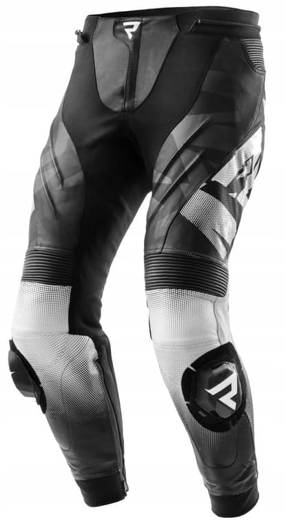 Rebelhorn Inferno Black White Pánske Kožené Motocyklové Nohavice, Biele
