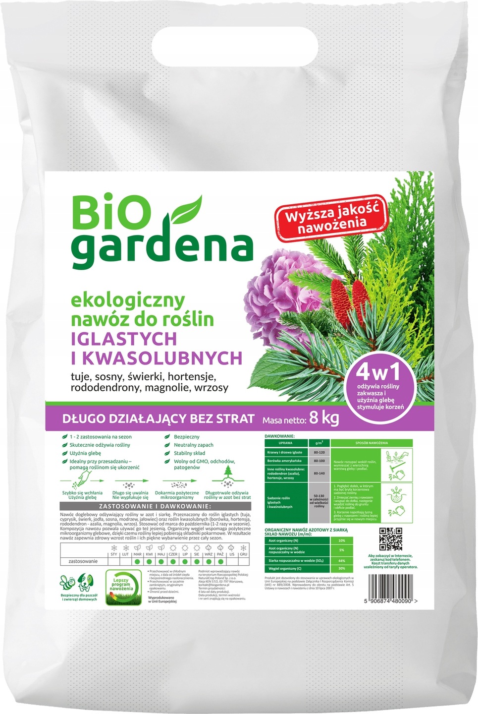 Biogardena Eko Nawóz Do Iglaków Iglastych Tui Kwasolubnych 8KG