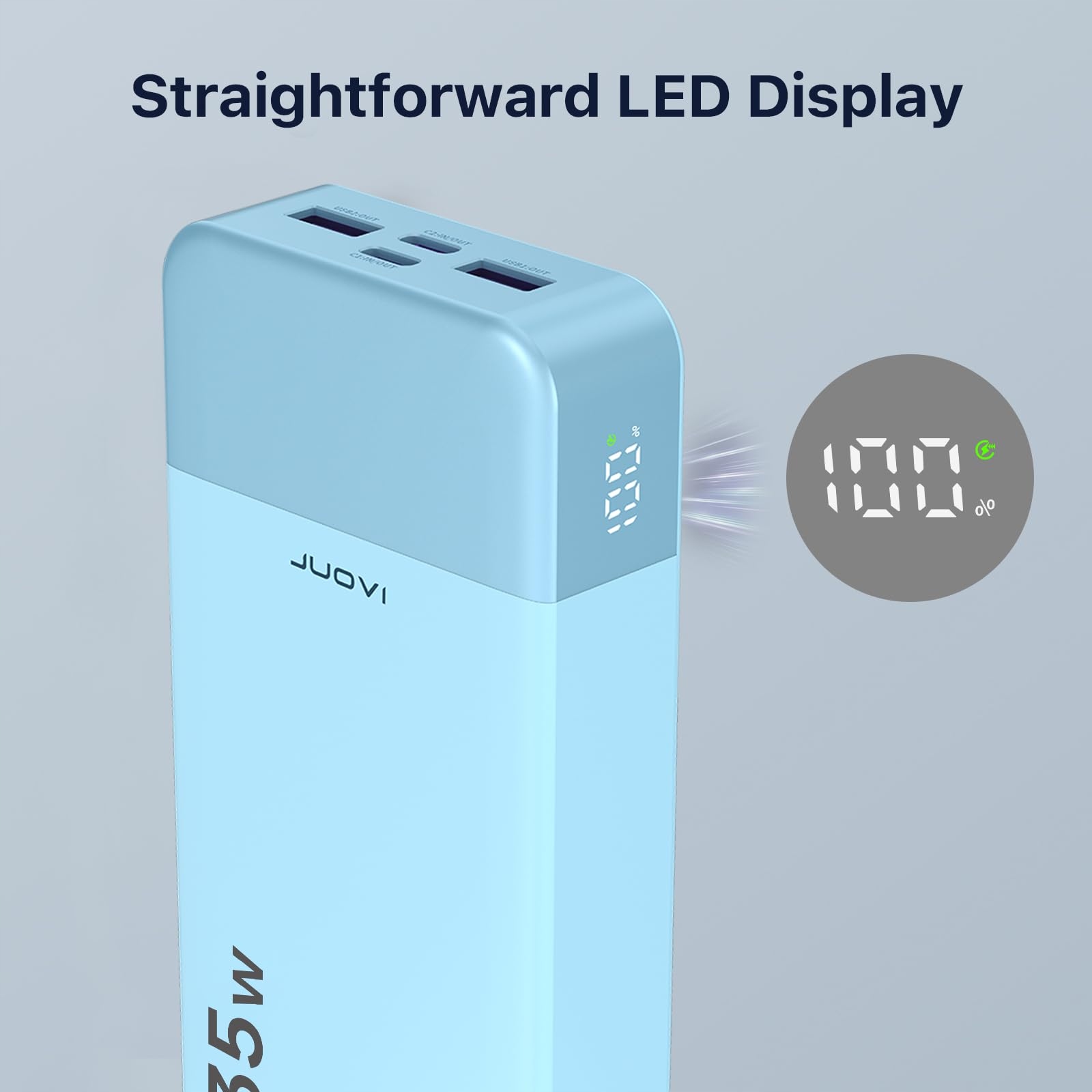 JUOVI Power Bank 20000mAh 35W USB C QC30 PD30 Szybkie Ładowanie Niebieski — miniatura 6