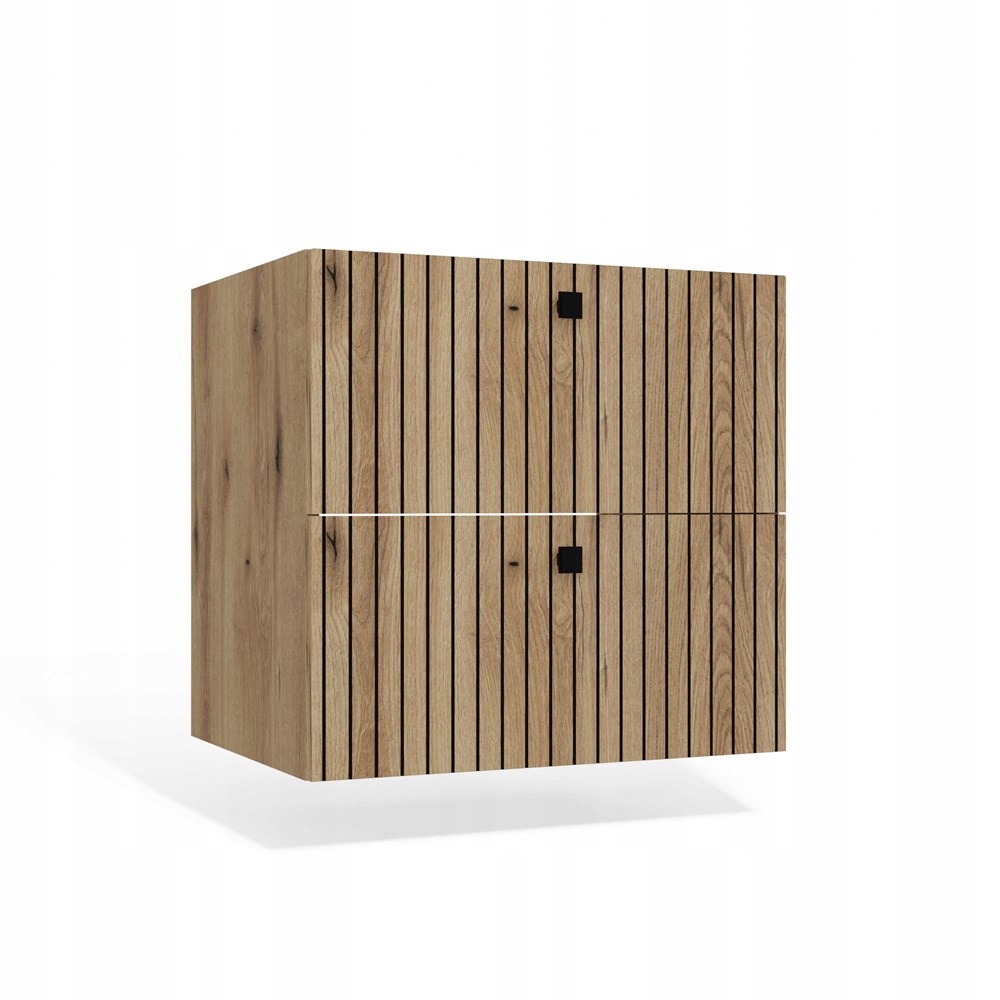 Skříňka Pod Umyvadlo Tigo 60 2S Dub Evoke 2 Zásuvky, Rýhovaná Přední Závěsná Část