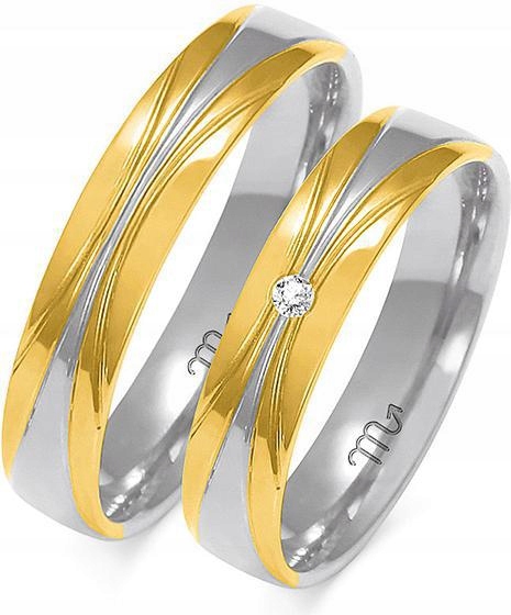 Zlatý snubní prsten 585 s diamanty Vel 8 9 10, originální dámský