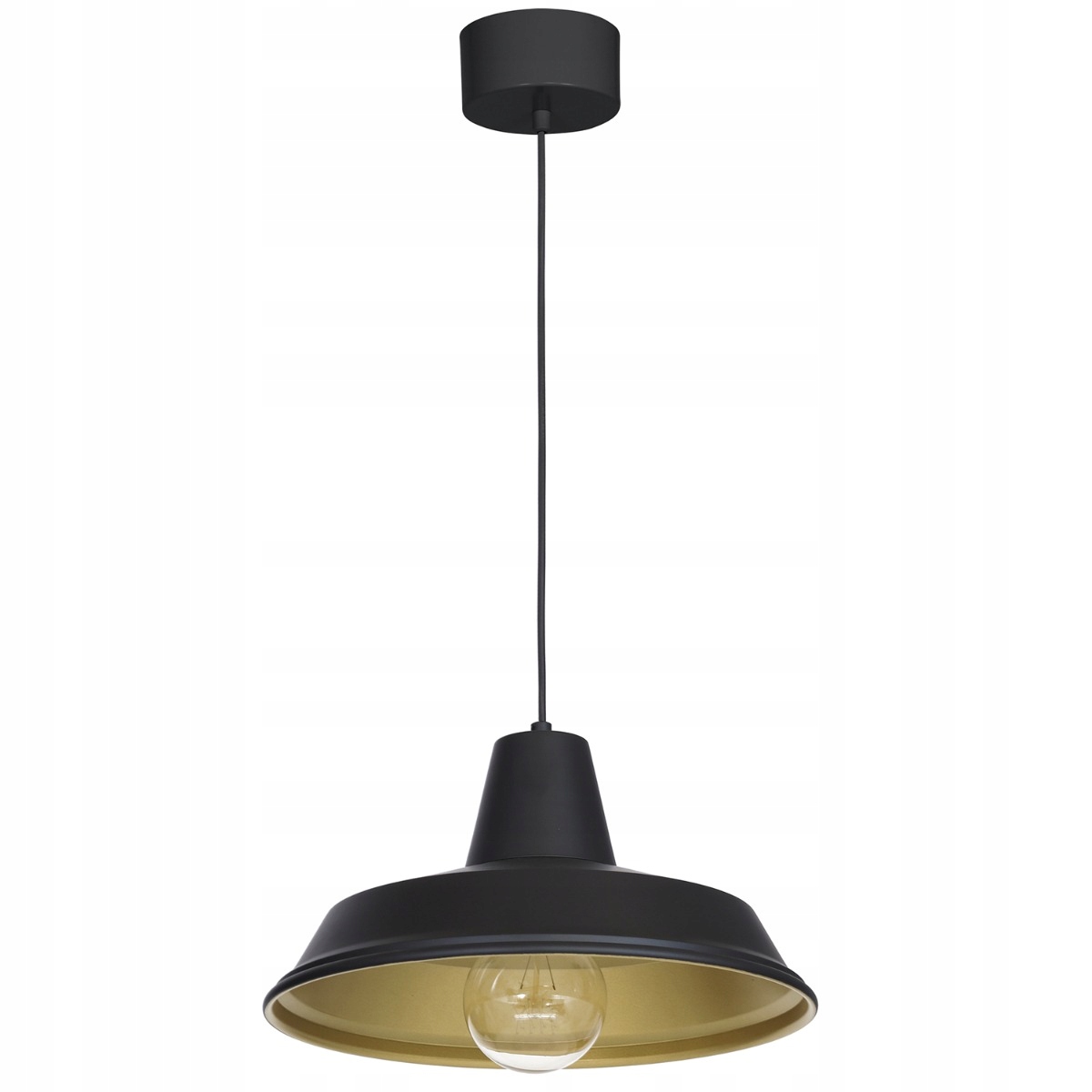 Závěsná lampa loft industriální černá zlatá kulatá 36 cm do kuchyně Luminex