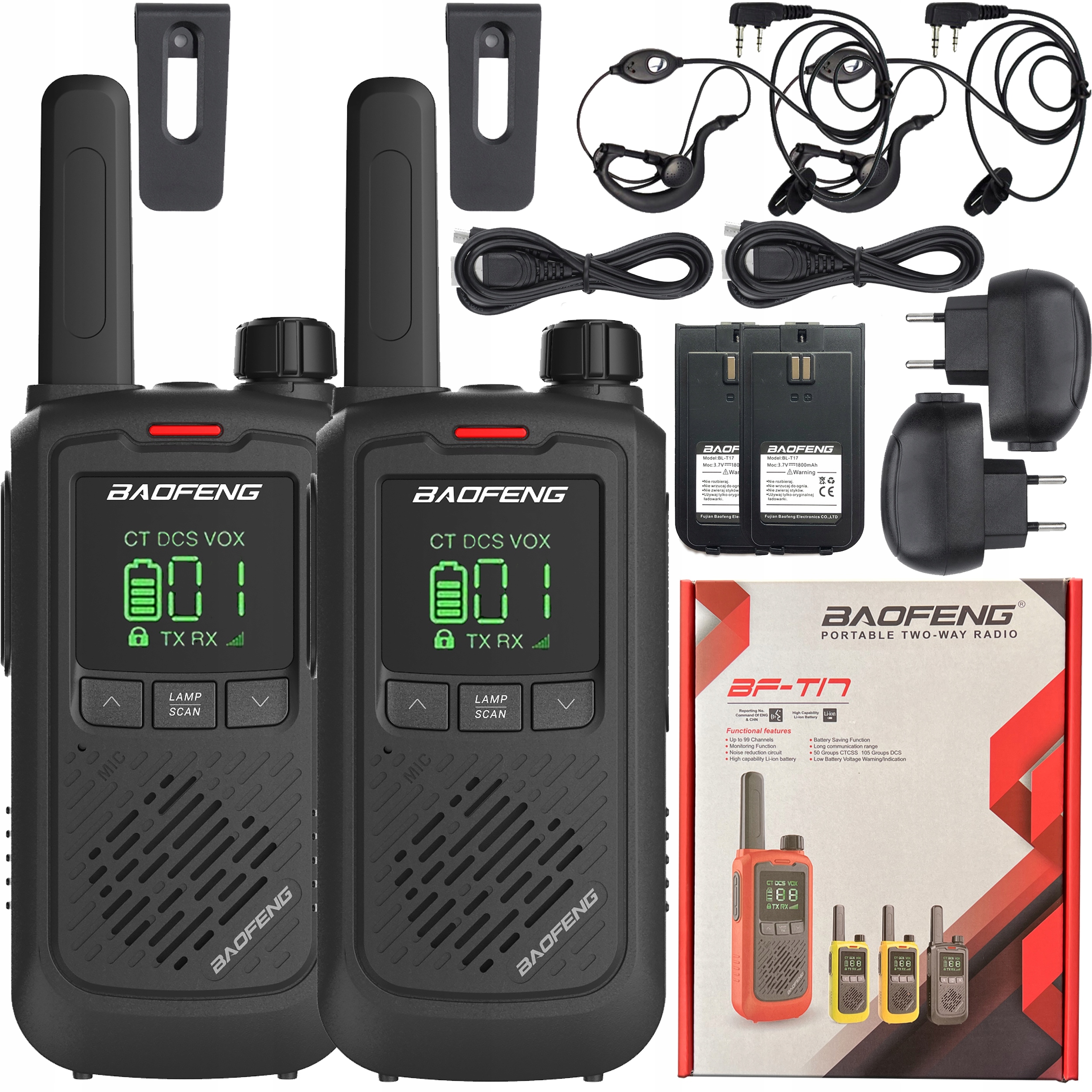 BAOFENG BF-T17 EU WALKIE TALKIE KRÓTKOFALÓWKA ŁOKI TOKI LATARKA USB