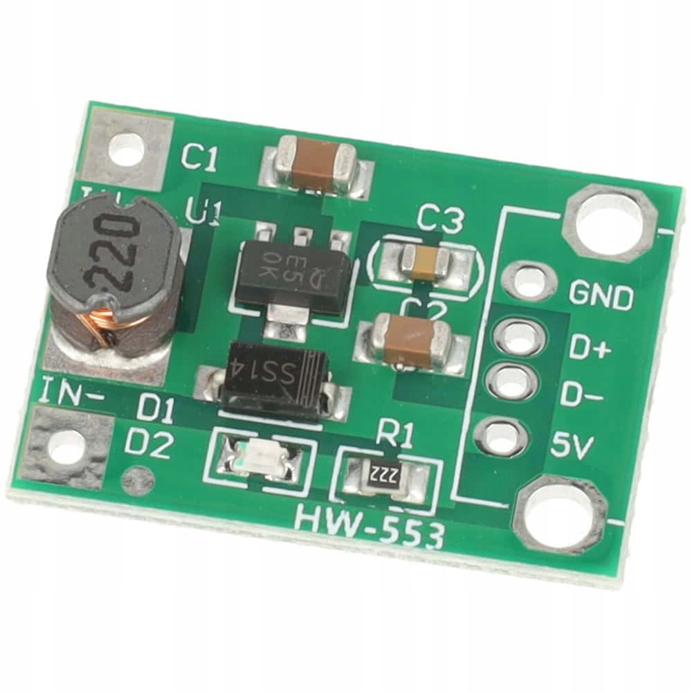 Mini przetwornica step-up 1-5V do 5V 600 mA