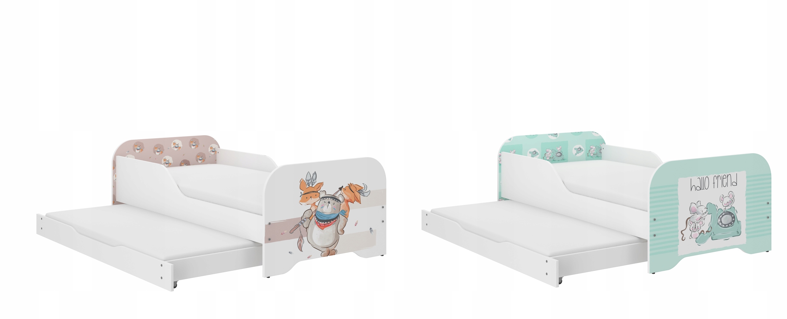 Łóżko dziecięce PODWÓJNE - Miki 160x80 - wysuwane EAN (GTIN) 5903760656867