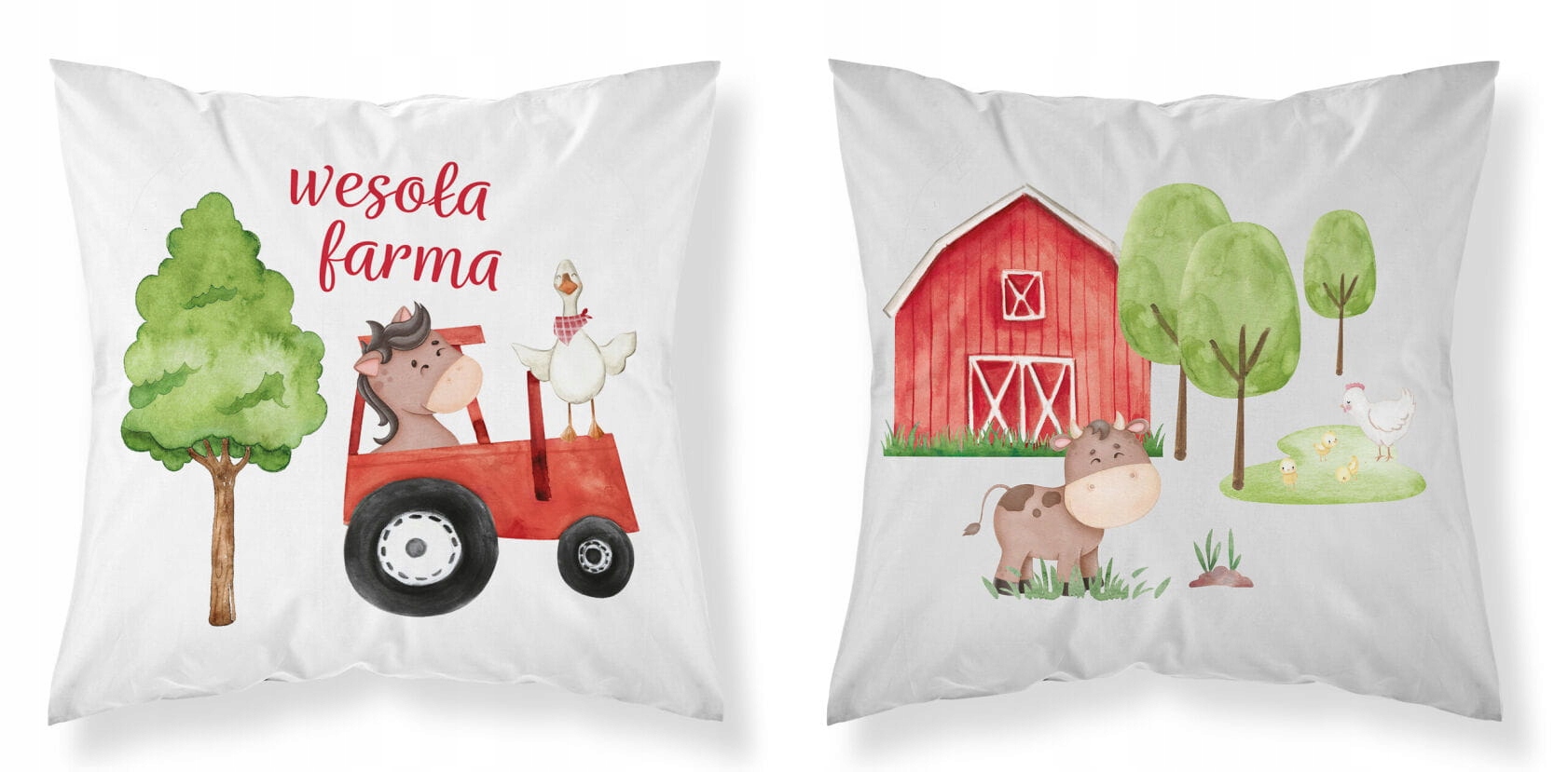 Poszewka na jasiek 40x40 wesoła farma czerwony traktor dla dzieci