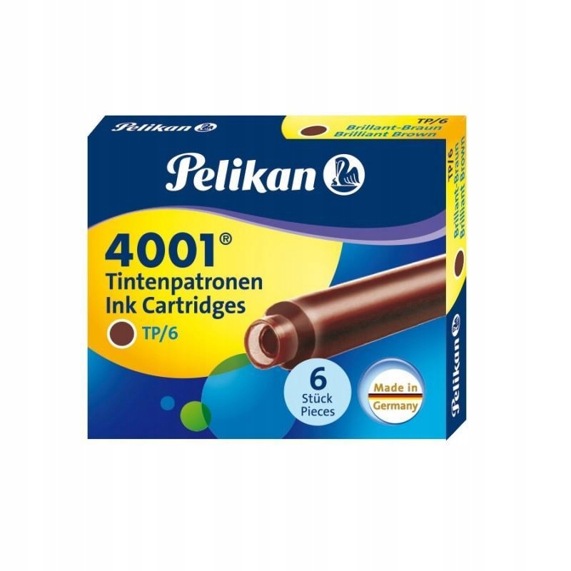 

Naboje do piór Pelikan 4001 TP/6 krótkie Brązowe