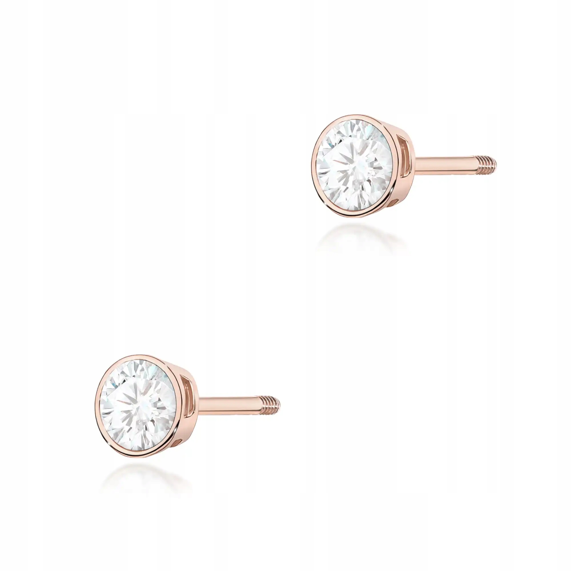 Zlaté náušnice 585 s diamantem růžové zlato elegantní značkové 14kt