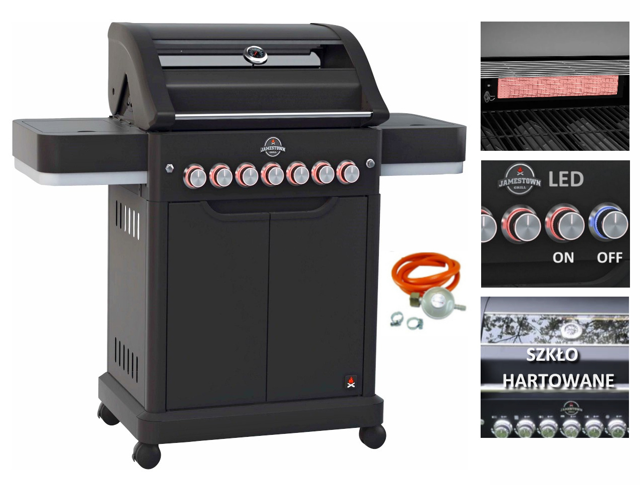 Jamestown Grill gazowy CONOR 4+3-palnikowy (z rusztem niemodułowym) 22,73 kW