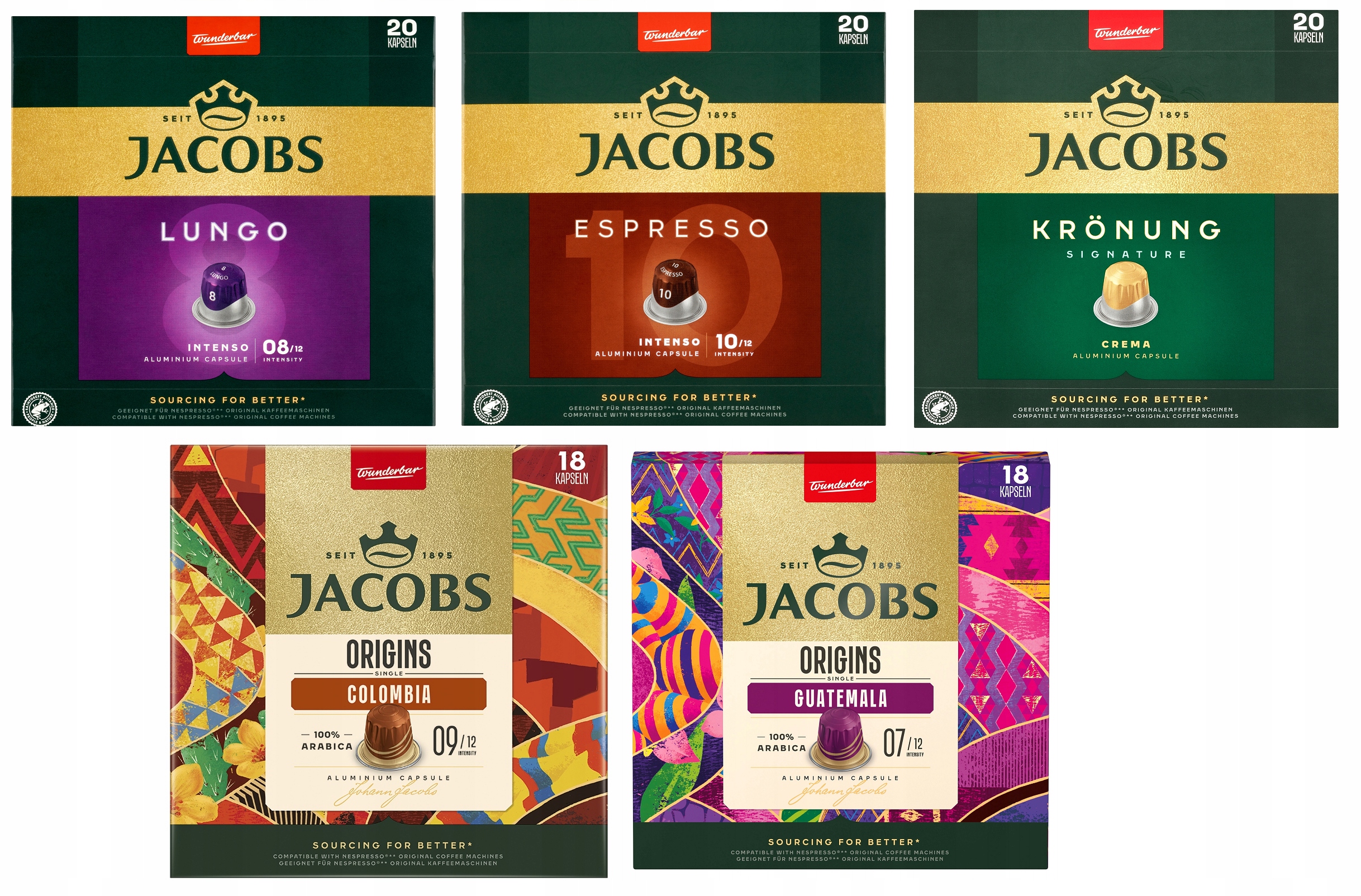 Duży Zestaw Kapsułek do Nespresso Jacobs Lungo Espreso Kronung 96 szt