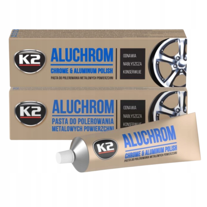 Pasta do metali i chromu K2 120G aluchrom profesjonalna 2 szt do felg