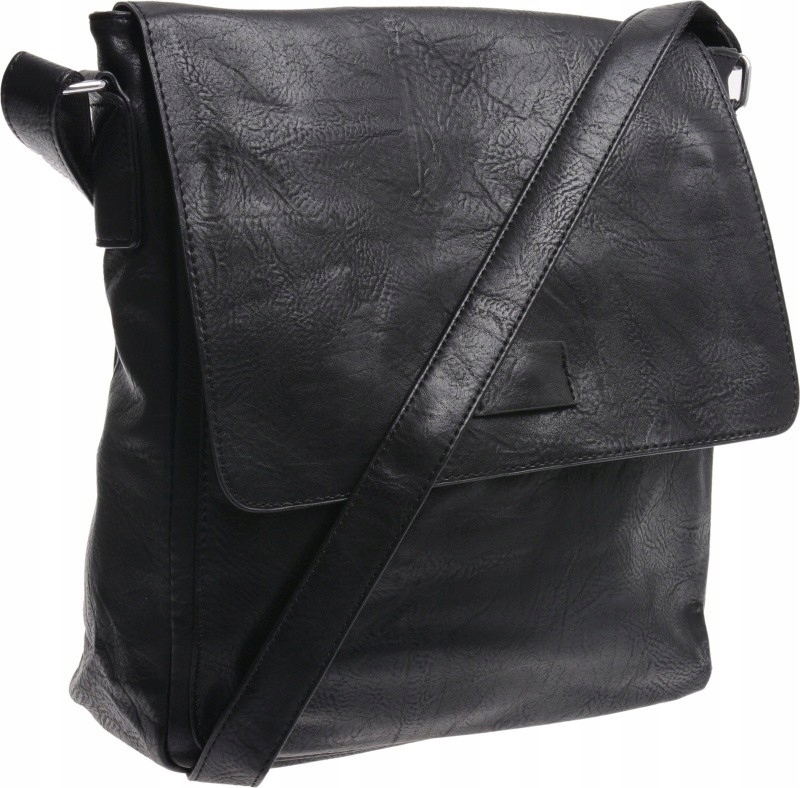 DAMSKA TOREBKA LISTONOSZKA MIĘKKA Z KLAPĄ czarny