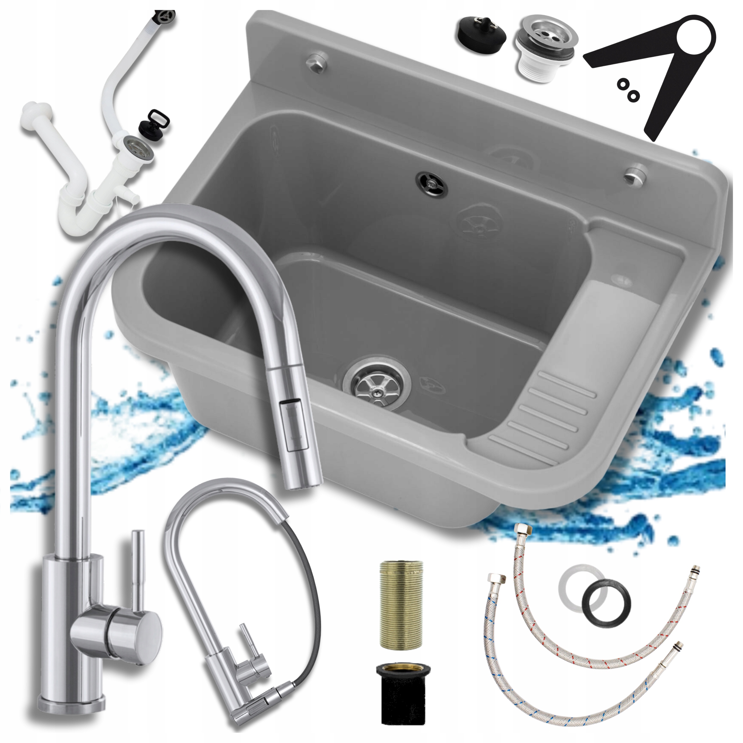 Technický Dřez Pracovní Komora Prádelna Kotelna Vytahovací Baterie Chrom