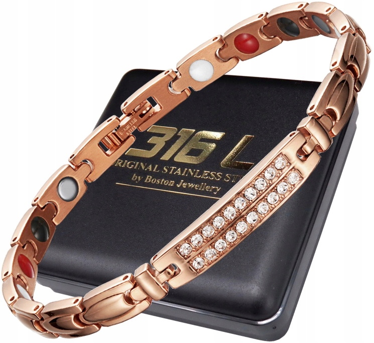 

Złota Damska Bransoletka Magnetyczna Z Cyrkoniami