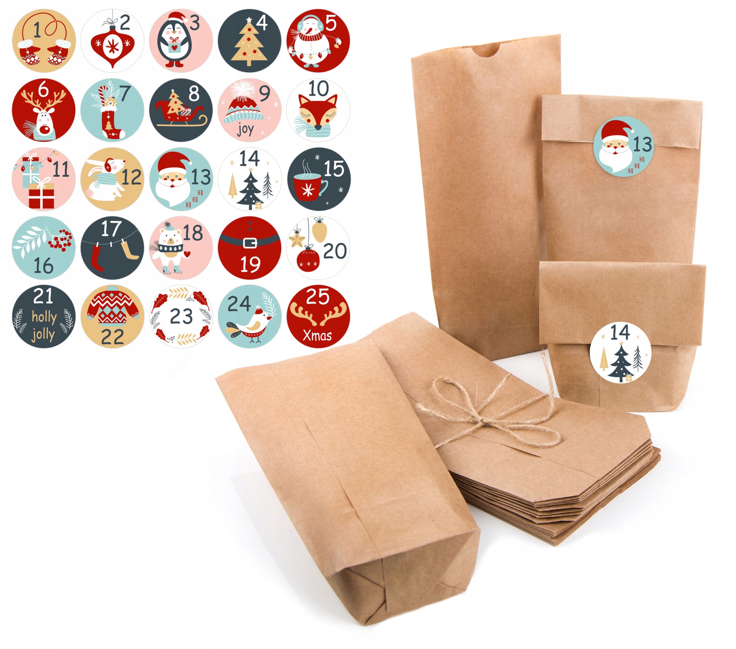 

Naklejki na kalendarz adwentowy Diy 24 sztuki