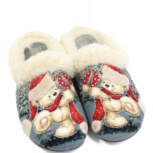 Pantofle medvídek 3D Sanital Flex šedé Z26606X vel. 36