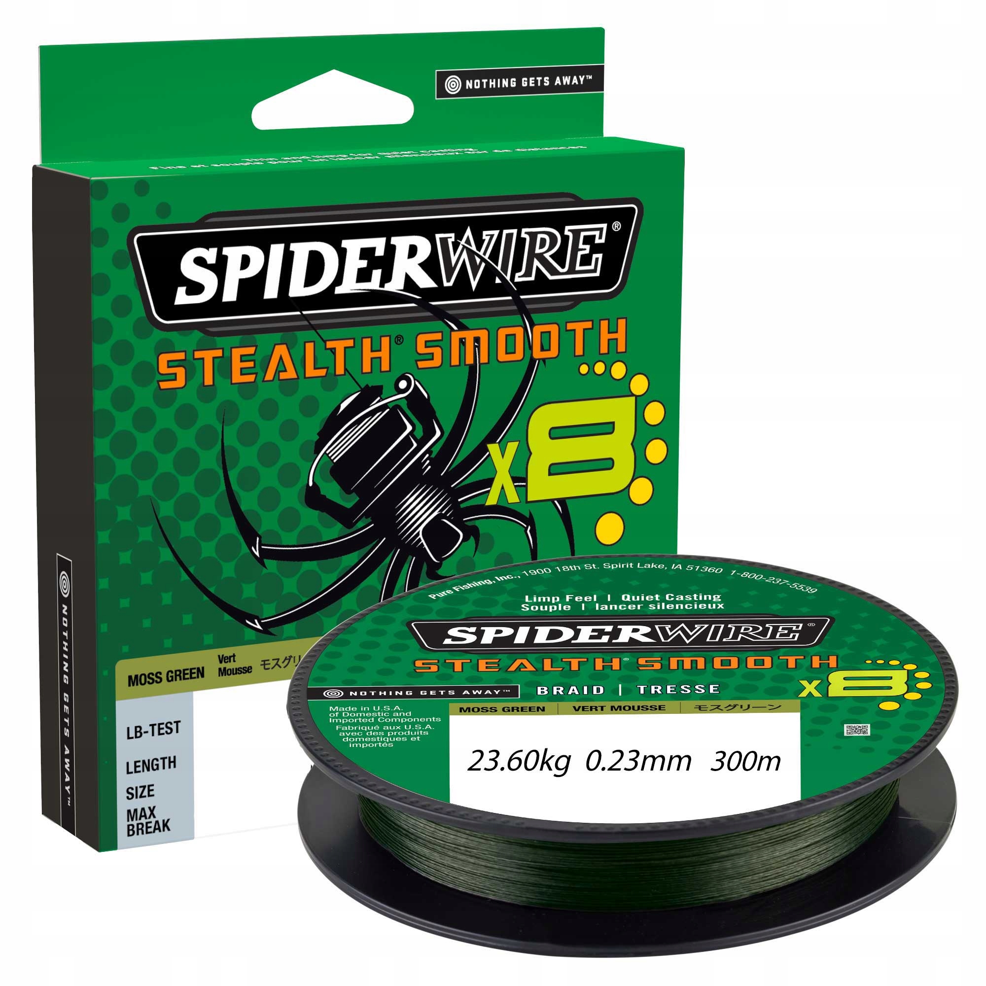 Plecionka Spiderwire SS8 moss green 0.23mm 300m 23,60kg spinning 1szt.