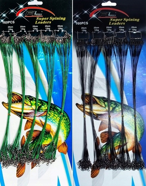 ZESTAW PRZYPONY STALOWE STALKI DRAPIEŻNIK SZCZUPAK SPINNING 12kg 15cm 20szt Model METALOWE STALÓWKI STALOWY SANDACZ OKOŃ SUM SUMOWE