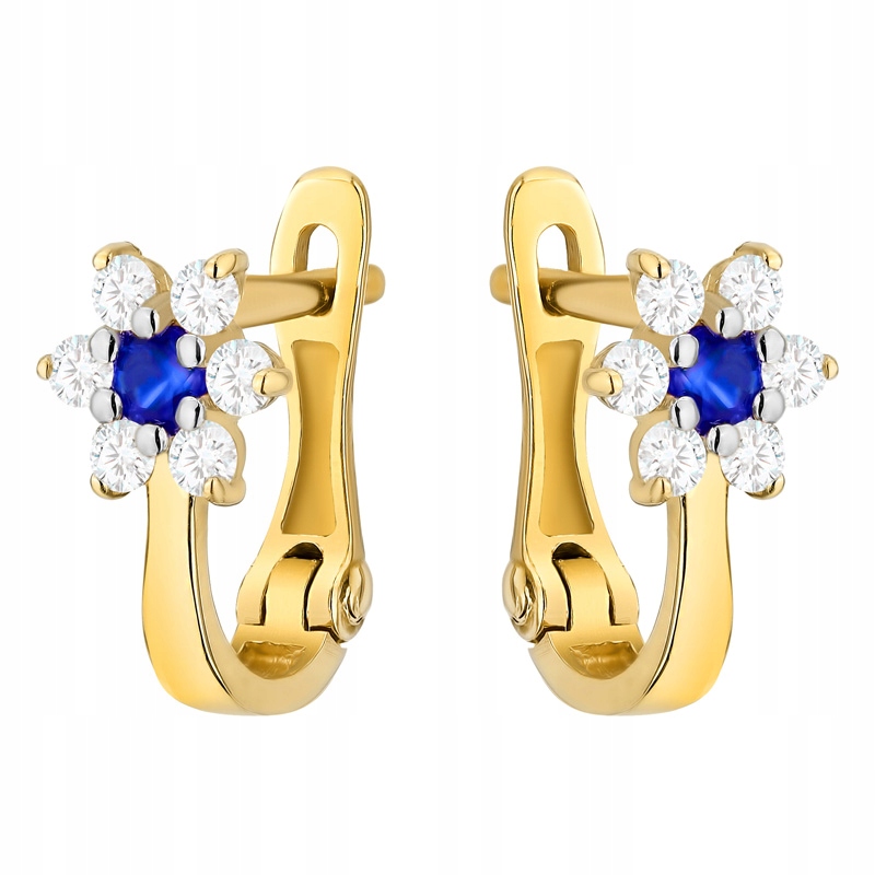 Zlaté Náušnice Dětské Čárky pr. 585 Květy Granátová Zirkon 14k