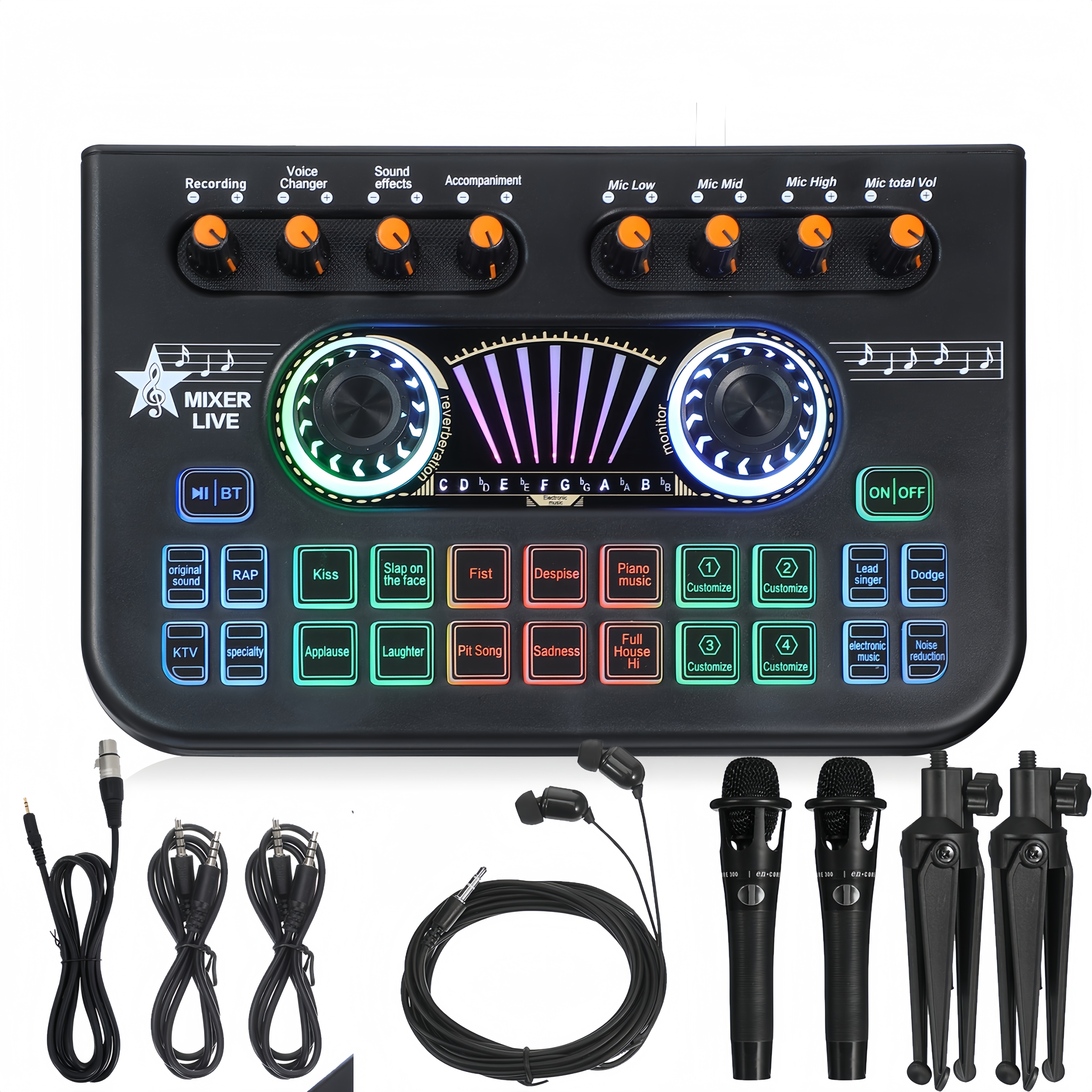 Zestaw Mikrofon Pojemnościowy Studyjny Karta Dźwiękowa, Mikser I Statyw