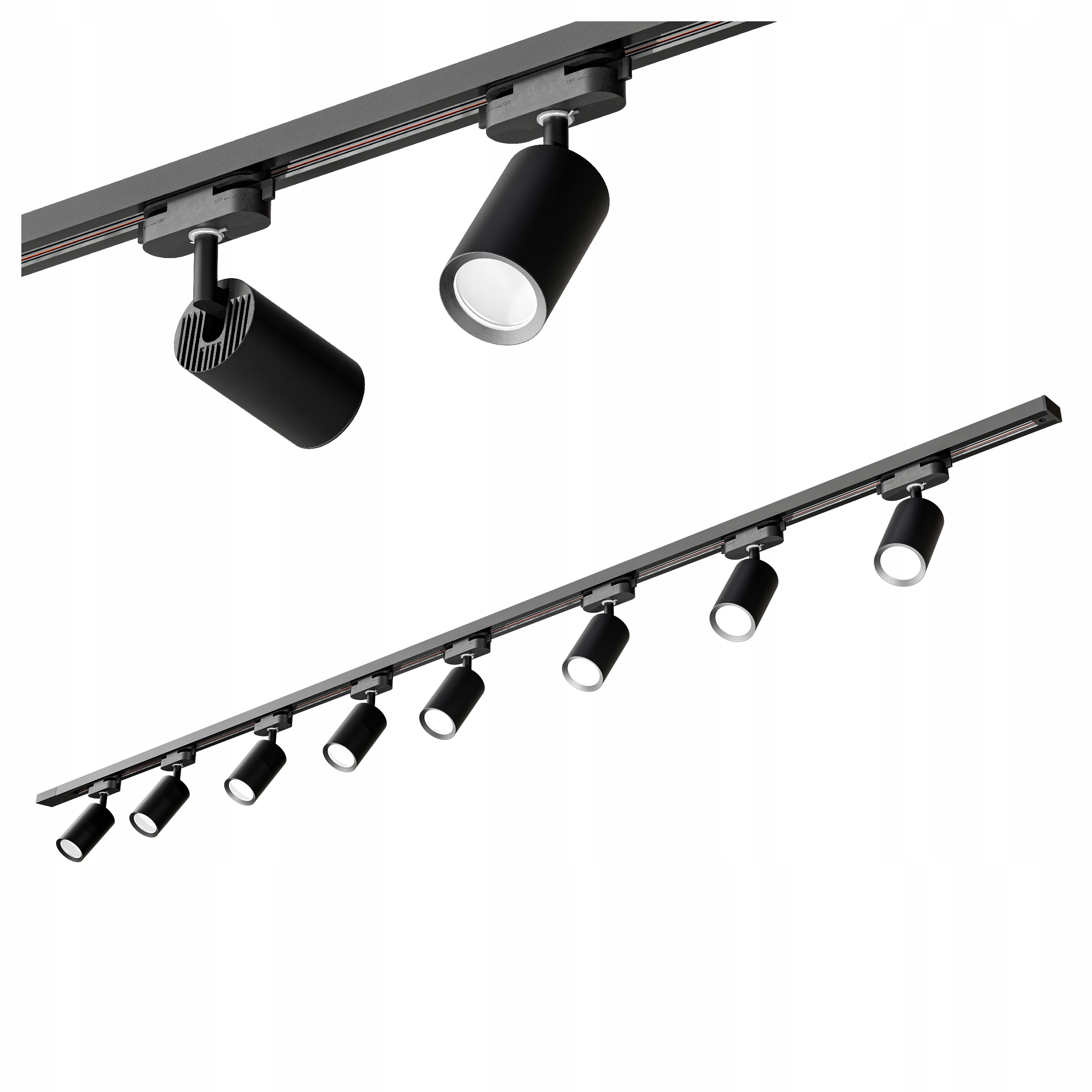 Sada kolejnicová lišta 2 m 8 x Halogenové Led svítidlo GU10 Spotová lampa