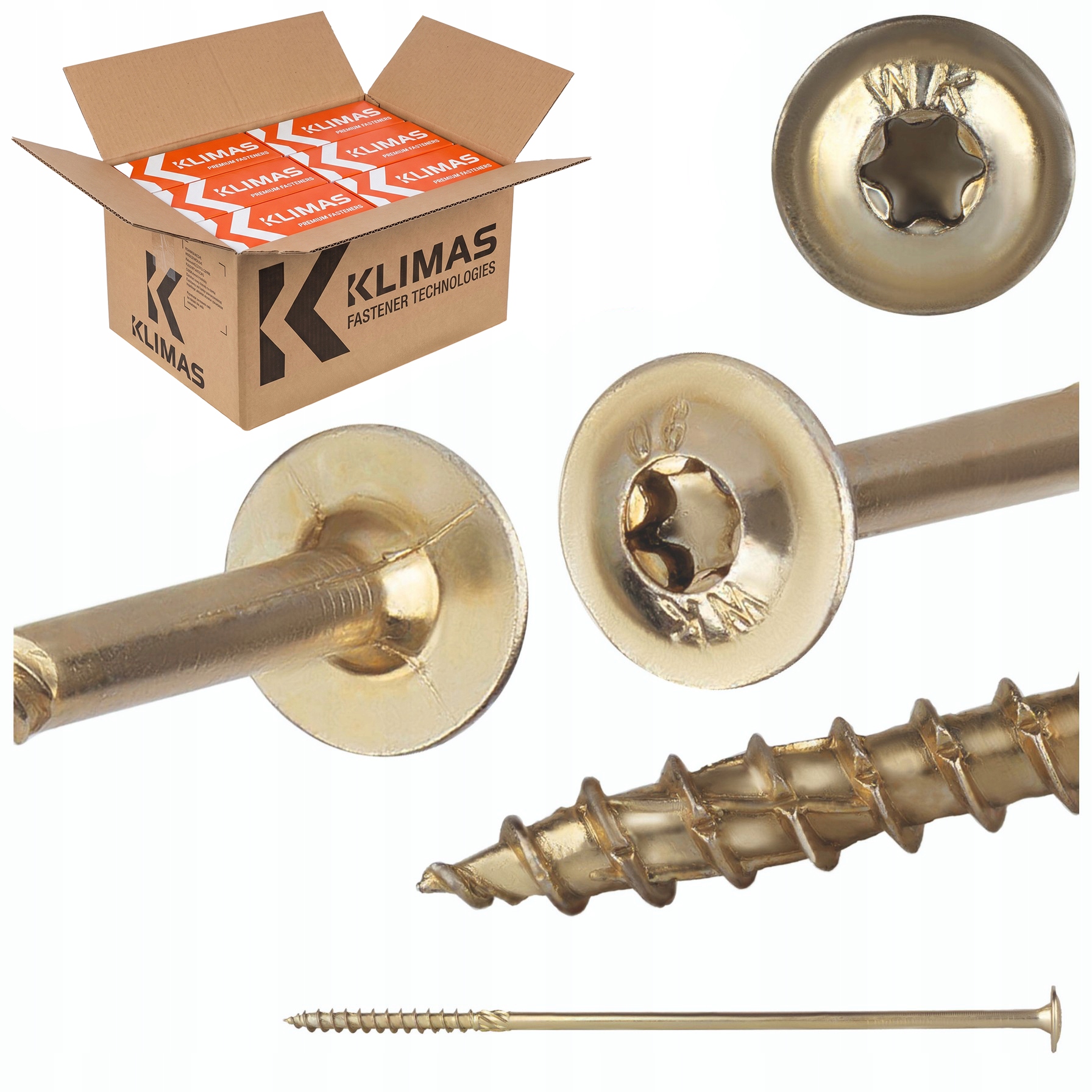 Tesárske skrutky Torx 10x300 mm 200 ks tanierové na drevo Klimas Wkcp