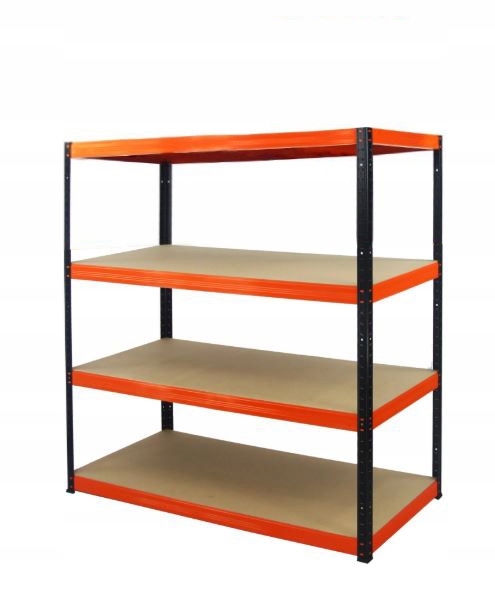 Книжный шкаф металлический 180x100x60_4 3C черно-оранжевый