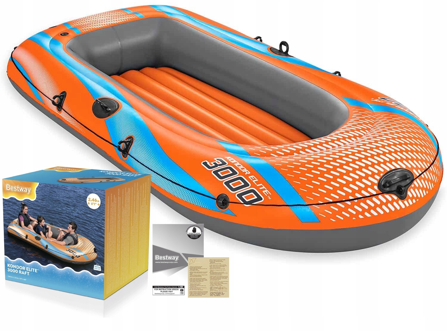 Ponton 246x122cm Bestway 61143 Kondor Elite 3000 Raft 200kg 3 Komory