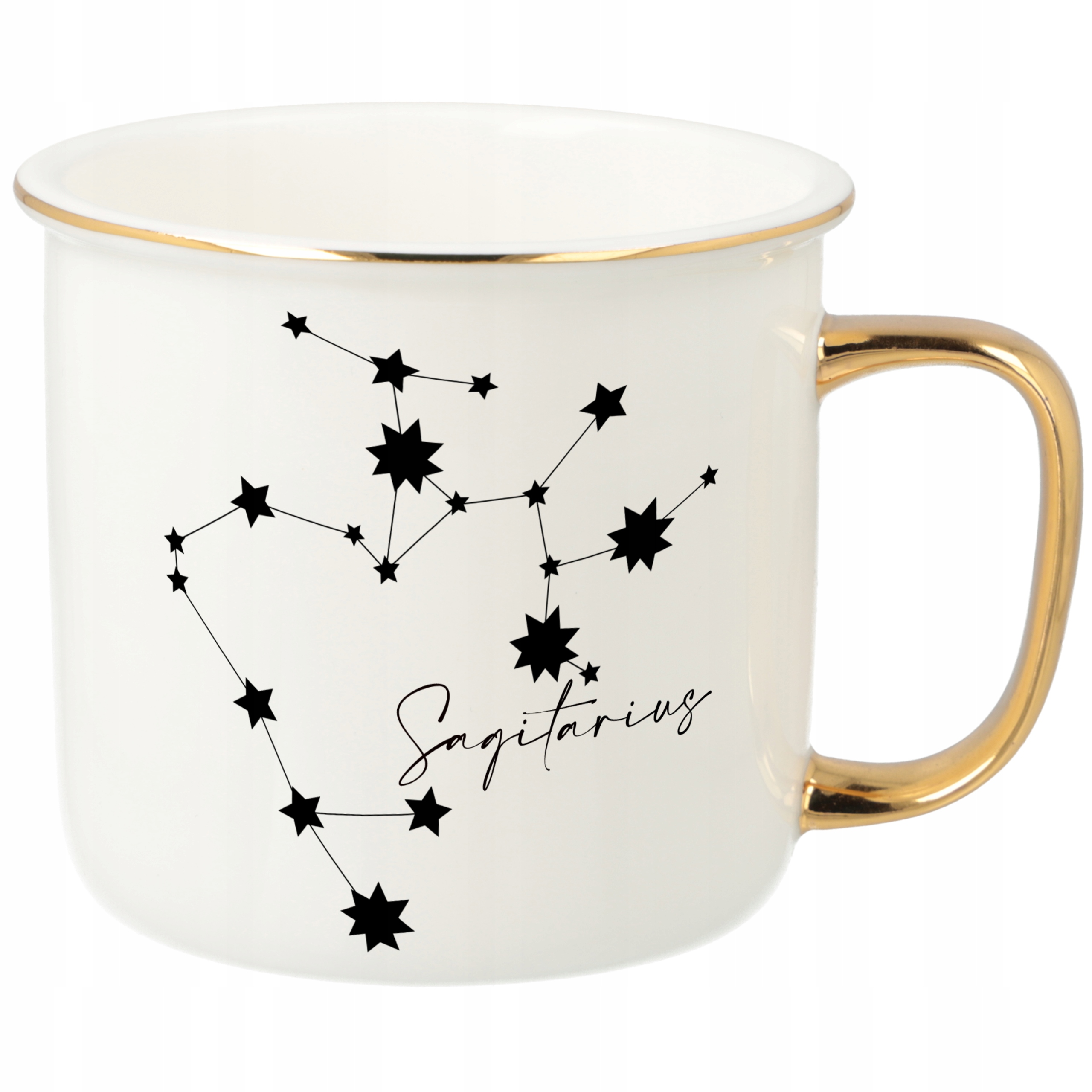 Hrnek Ucho Forma Zlatý Porcelánový Dárek Pro Fanoušky Zodiaků Sagittarius Vzory