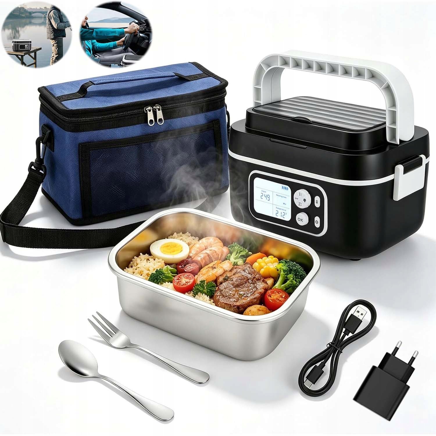 Elektrický Vyhřívaný Obědový Box 1.5 L 100 W Nerezová Ocel Trvanlivost 100 W